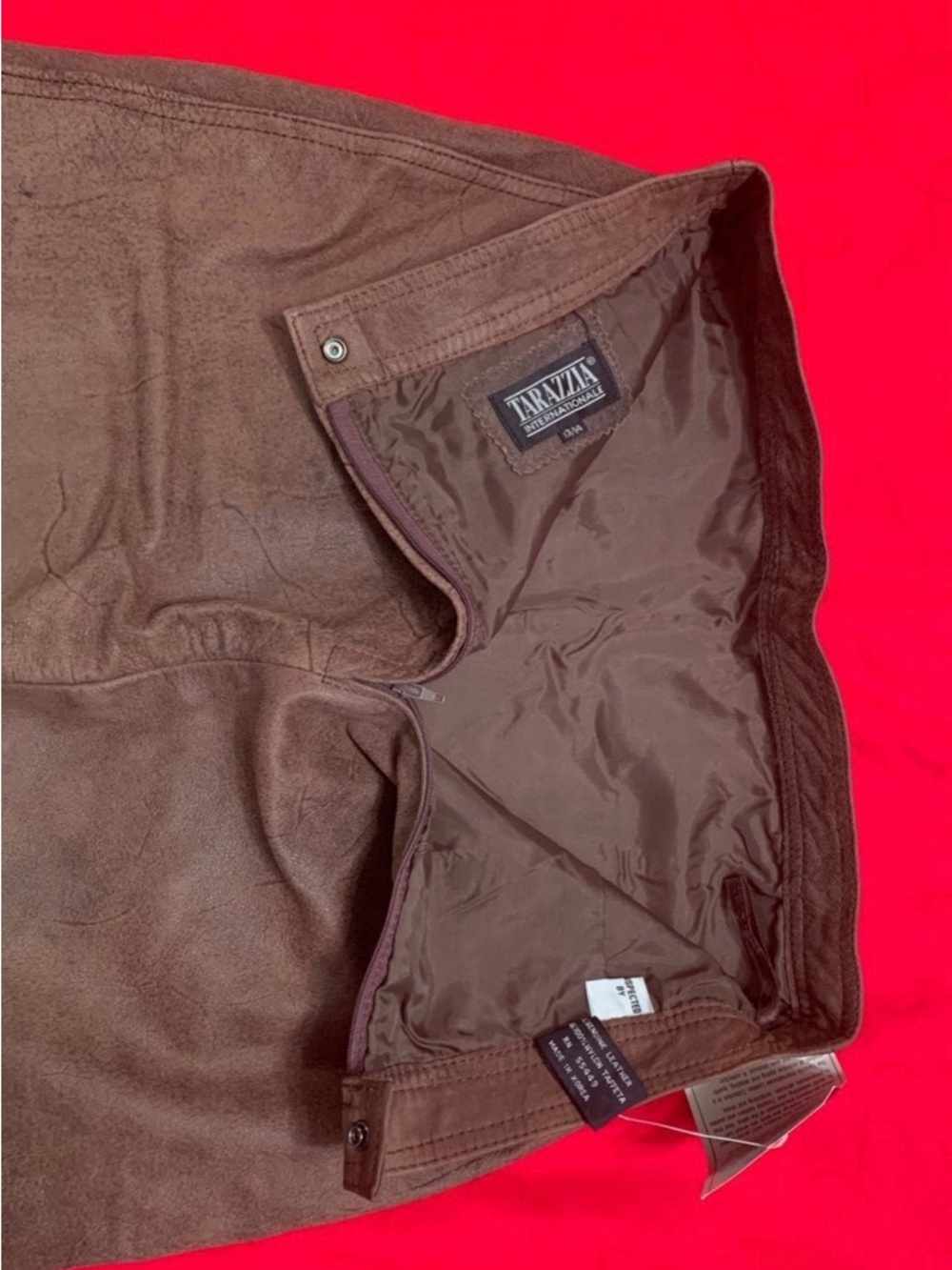 $250-Suede leather-Brown Pencil Skirt - Picture 3 of 12